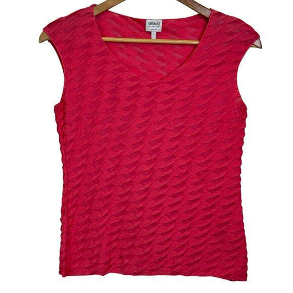 Armani Collezioni Italy Made Size 4 Pink Cotton Blend Textured Sleeveless Blouse - Picture 1 of 7
